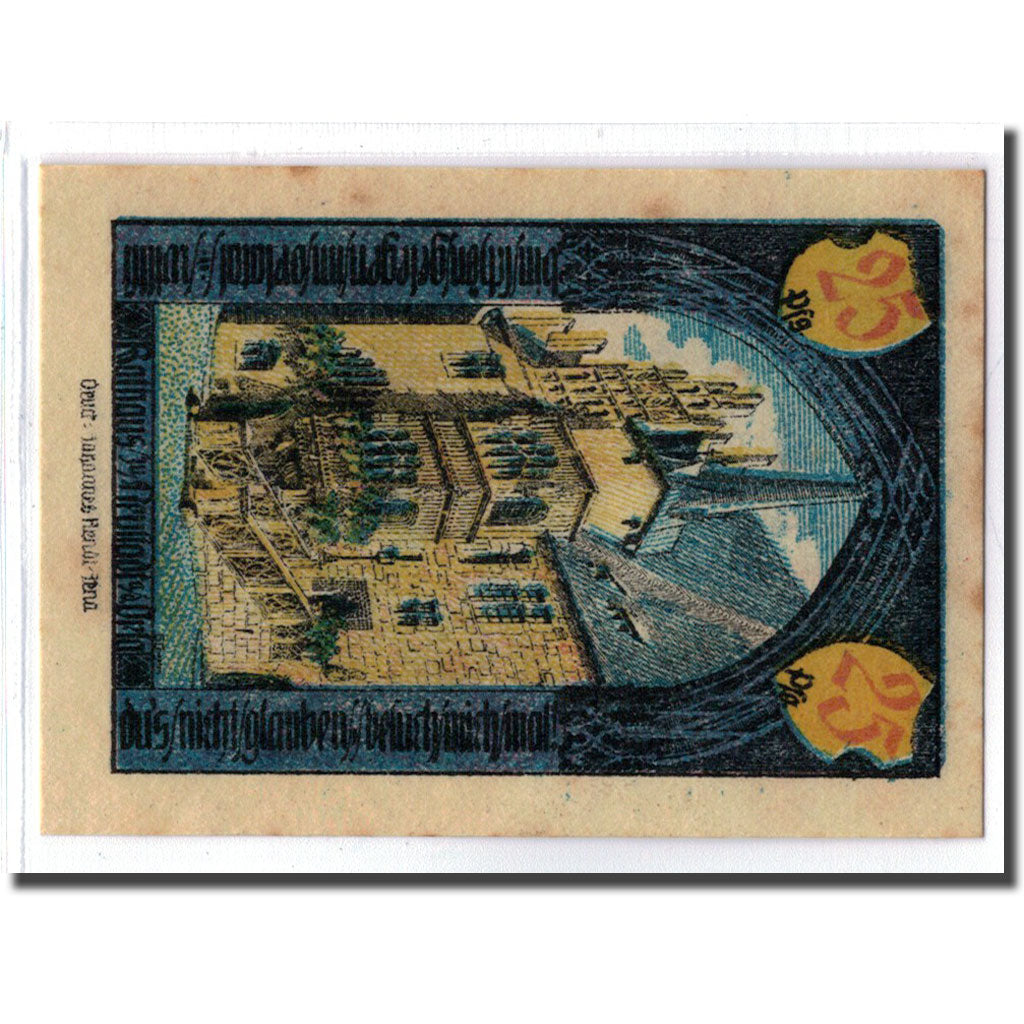 Biljet, Duitsland, Neustadt a.d Orla Stadt, 25 Pfennig, batiment 2, 1921