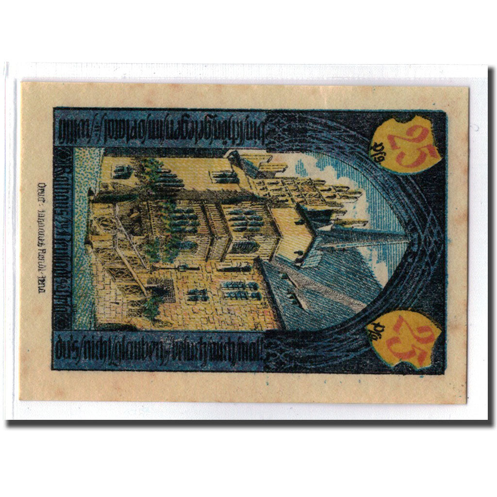 Banconote, Germania, Neustadt a.d Orla Stadt, 25 Pfennig, batiment 3, 1921