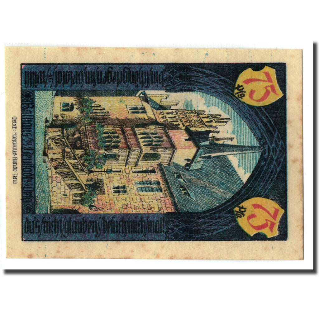 Biljet, Duitsland, Neustadt a.d Orla Stadt, 75 Pfennig, Batiment 6, 1921