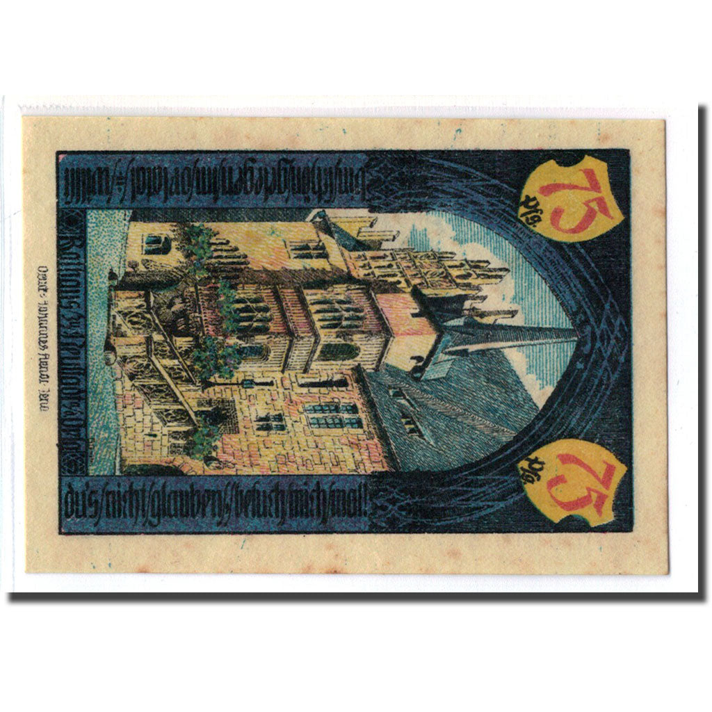Biljet, Duitsland, Neustadt a.d Orla Stadt, 75 Pfennig, batiment 7, 1921