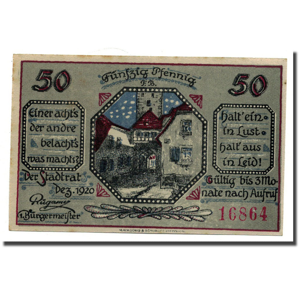Banknote, Germany, Mainbernheim Stadt, 50 Pfennig, personnage, 1920, UNC(63)