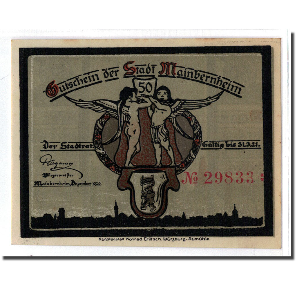 Banknote, Germany, Mainbernheim Stadt, 50 Pfennig, Batiment, 1920, UNC(63)