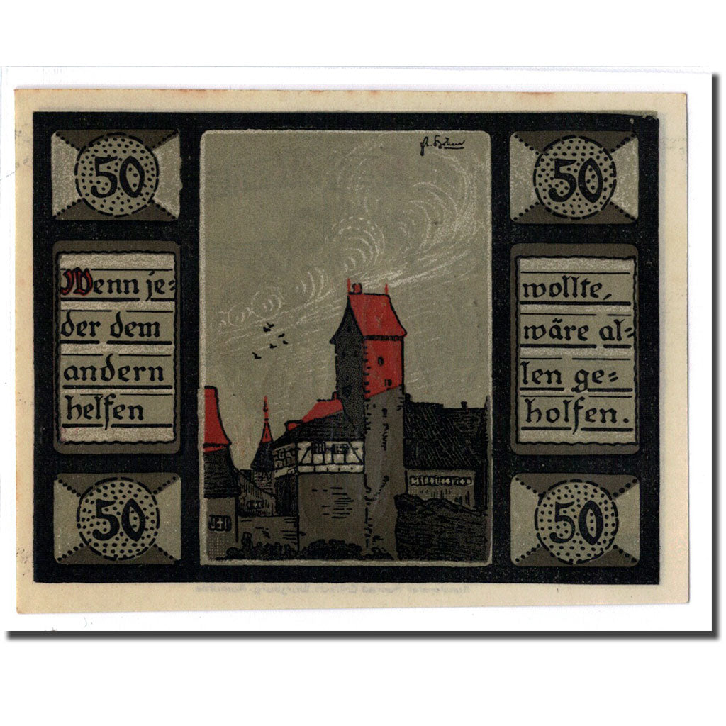 Banknote, Germany, Mainbernheim Stadt, 50 Pfennig, Batiment, 1920, UNC(63)