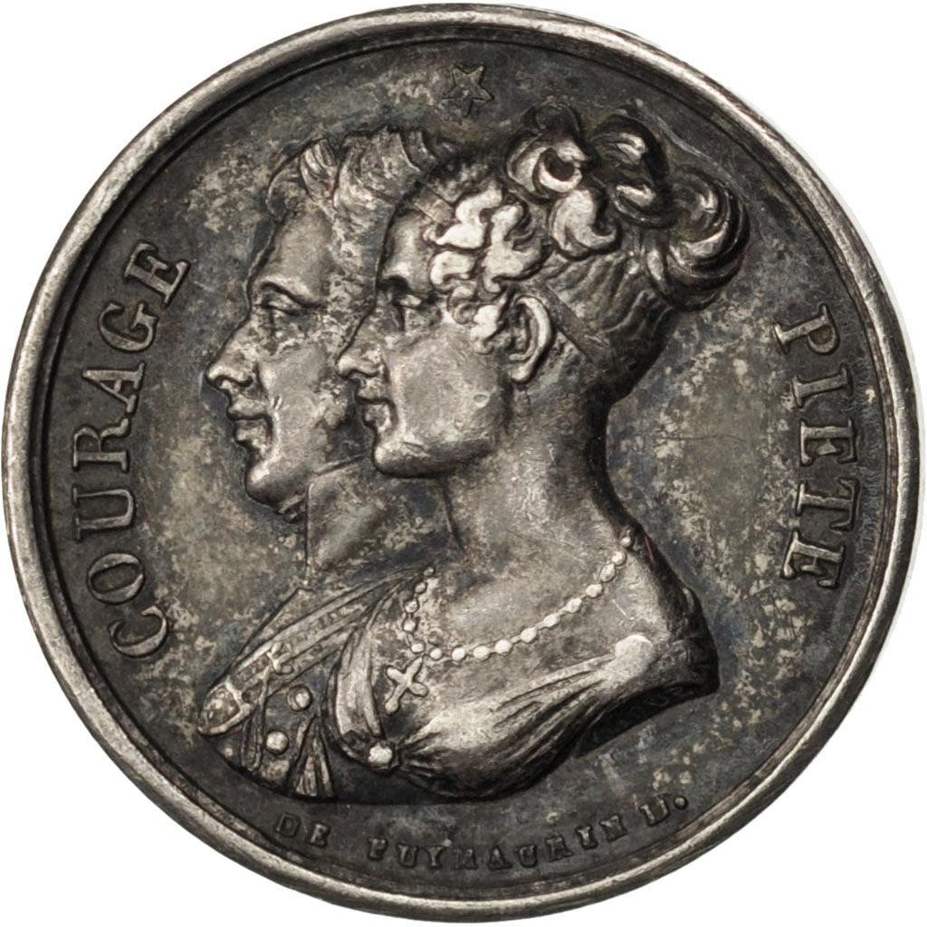FRANCE, Politics, Society, War, Louis XVIII, Medal, AU(55-58), Caqué, Silver, 16