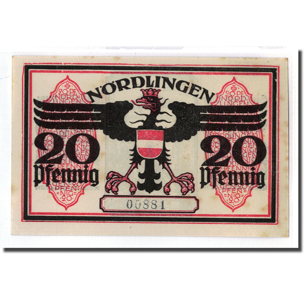 Banknote, Germany, Nordlingen, 20 Pfennig, batiment 2, 1918, 1918-10-02