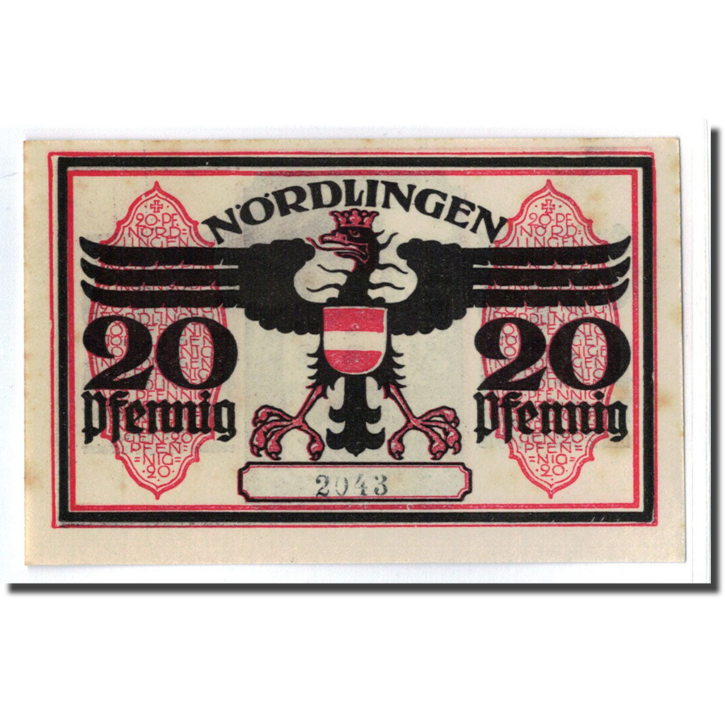 Banknot, Niemcy, Nordlingen, 20 Pfennig, batiment 3, 1918, 1918-10-02