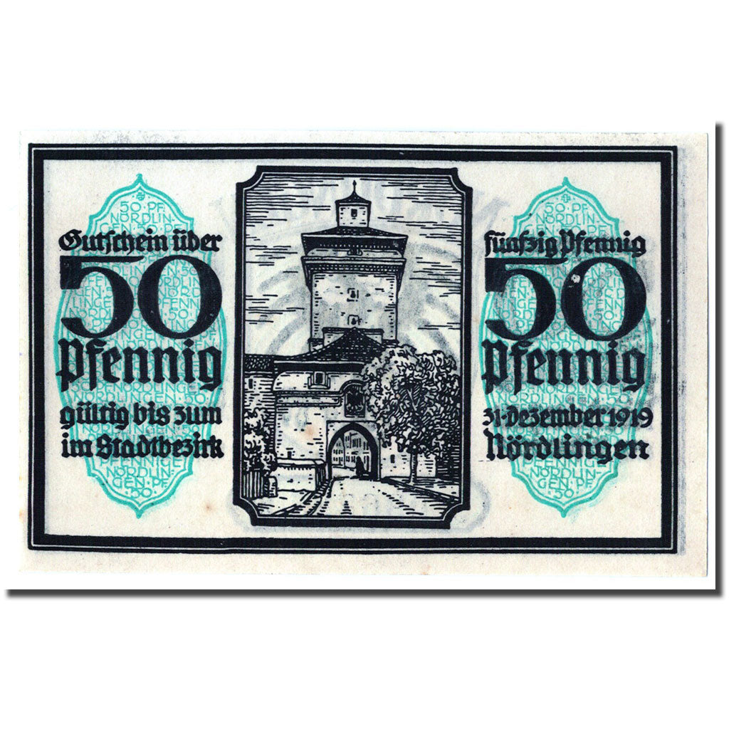 Banknote, Germany, Nordlingen, 50 Pfennig, Batiment, 1918, 1918-10-02, UNC(63)