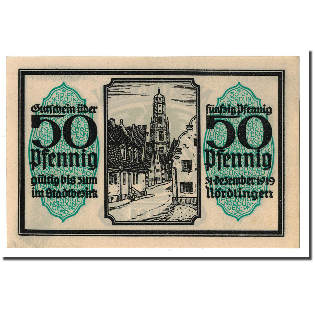 Billete, Alemania, Nordlingen, 50 Pfennig, batiment 1, 1918, 1918-10-02, SC