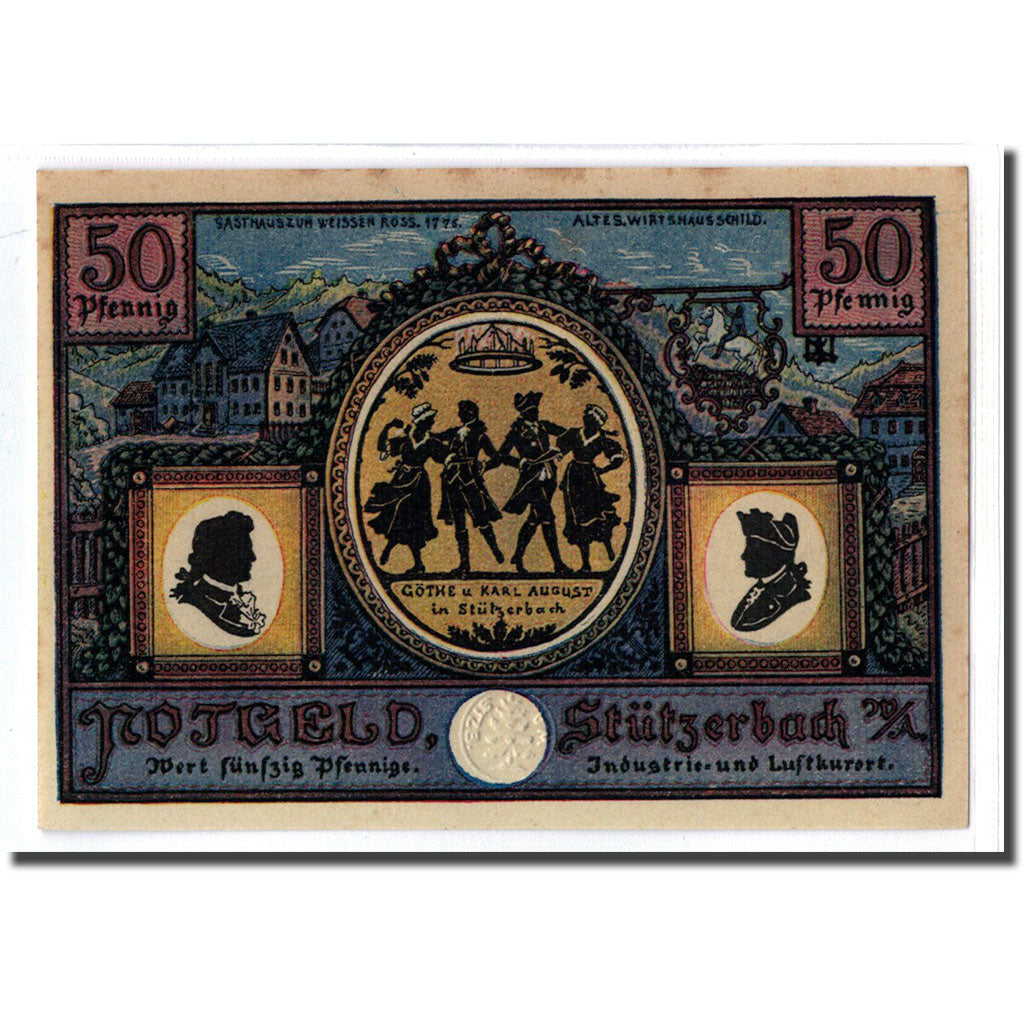 Banconote, Germania, Stützerbach, 50 Pfennig, paysage 1, 1921, SPL, Mehl:1287.1