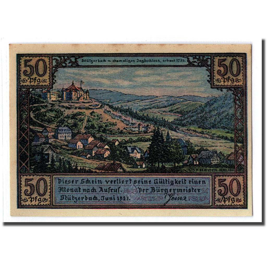 Banconote, Germania, Stützerbach, 50 Pfennig, paysage 1, 1921, SPL, Mehl:1287.1