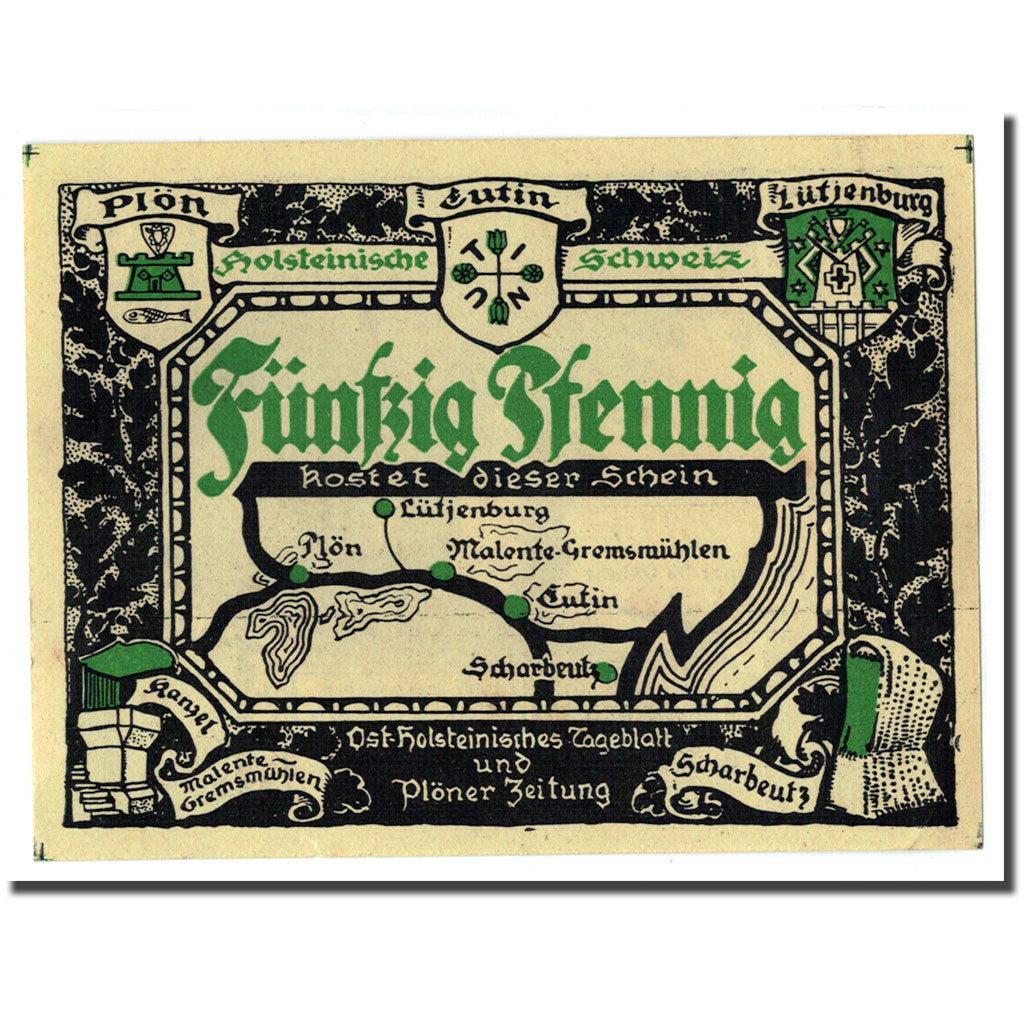 Banknote, Germany, Plön, 50 Pfennig, paysage, 1921, UNC(63), Mehl:1063.4