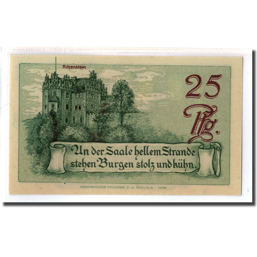 Biljet, Duitsland, Saalfeld, 25 Pfennig, château, 1921, 1921-04-01, SPL
