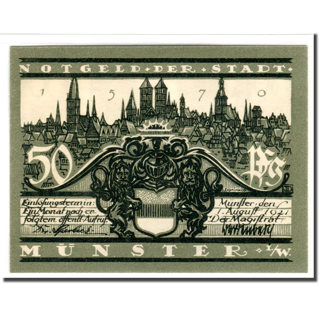 Billete, Alemania, Munster, 50 Pfennig, batiment 1, 1921, 1921-08-01, SC