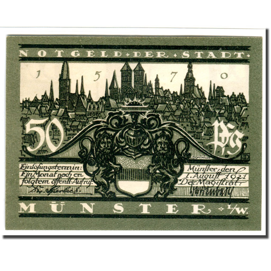 Billete, Alemania, Munster, 50 Pfennig, batiment 2, 1921, 1921-08-01, SC