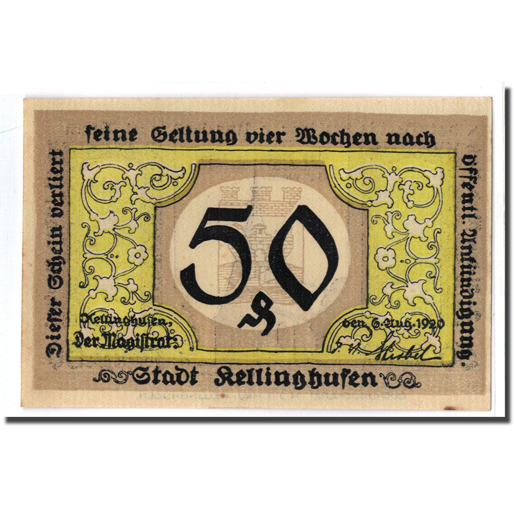 Billete, Alemania, Kellinghusen, 50 Pfennig, Batiment, 1920, 1920-08-06, SC