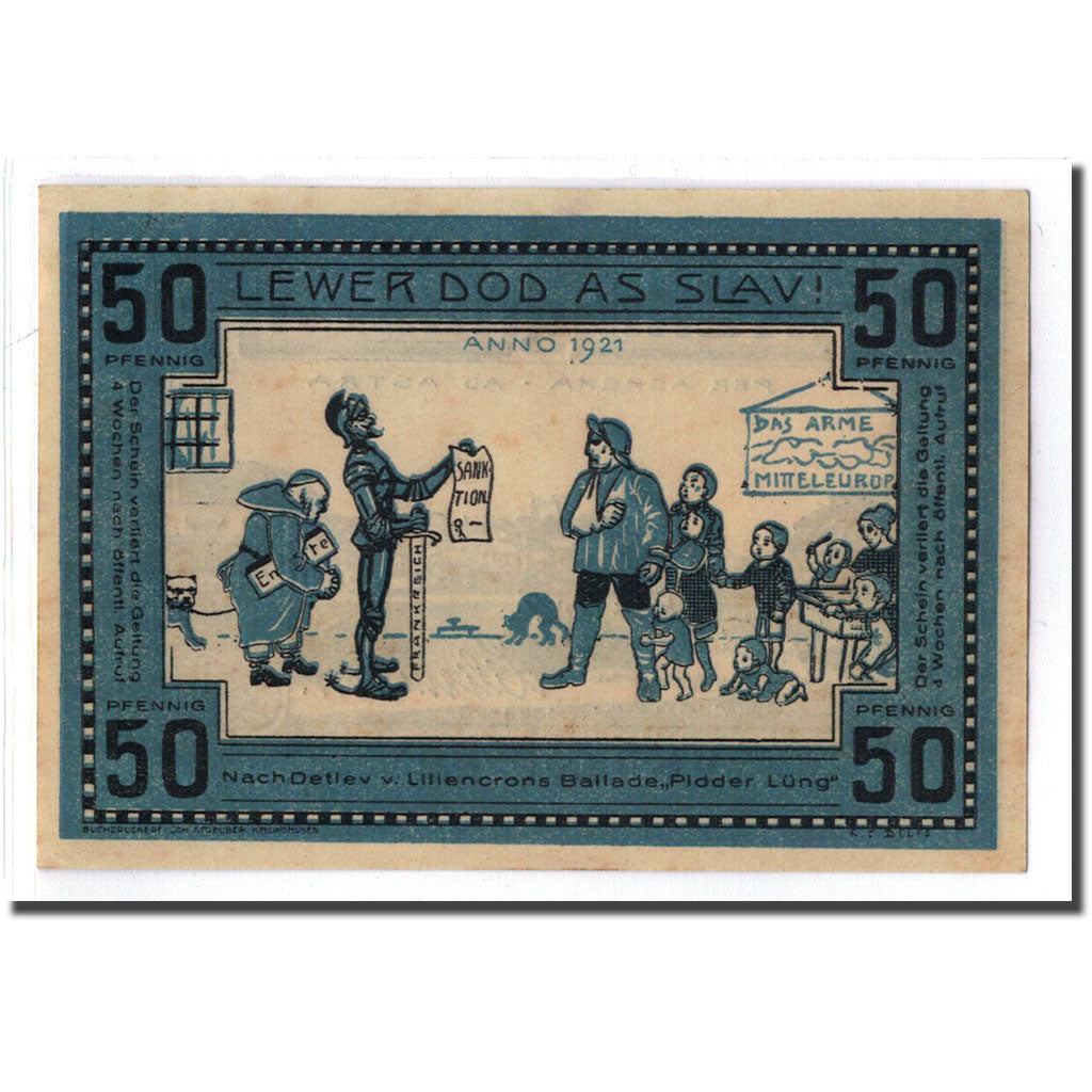 Billete, Alemania, Kellinghusen, 50 Pfennig, personnage, 1920, 1920-08-06, SC