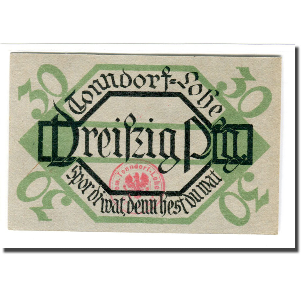 Geldschein, Deutschland, Tonndorf - Lohe, 30 Pfennig, dessin, 1921, 1921-03-01