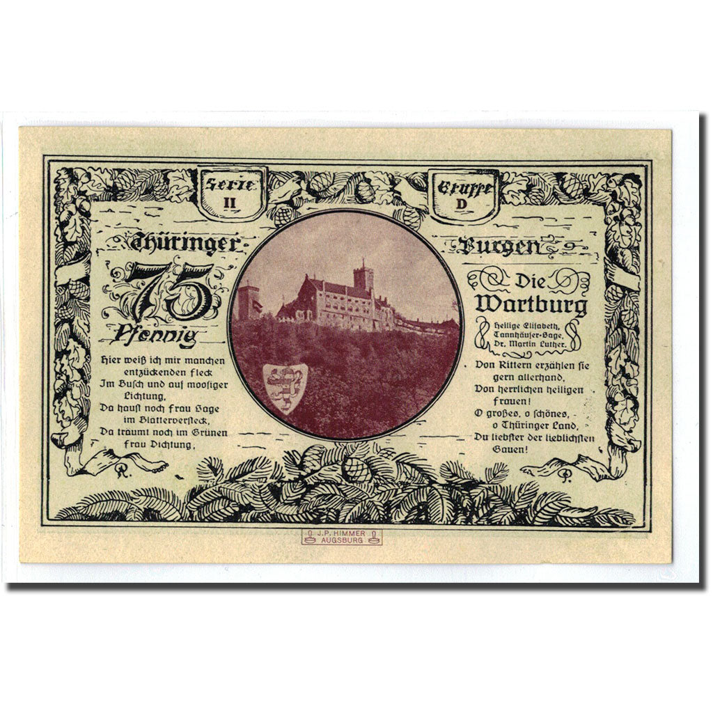 Banknote, Germany, Kahla, 75 Pfennig, château, 1921, 1921-06-15, UNC(63)