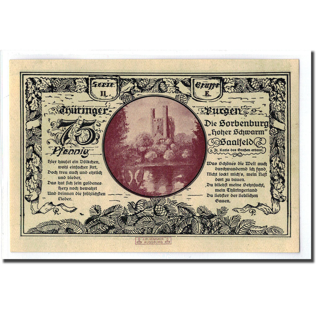 Banconote, Germania, Kahla, 75 Pfennig, chateau 1, 1921, 1921-06-15, SPL