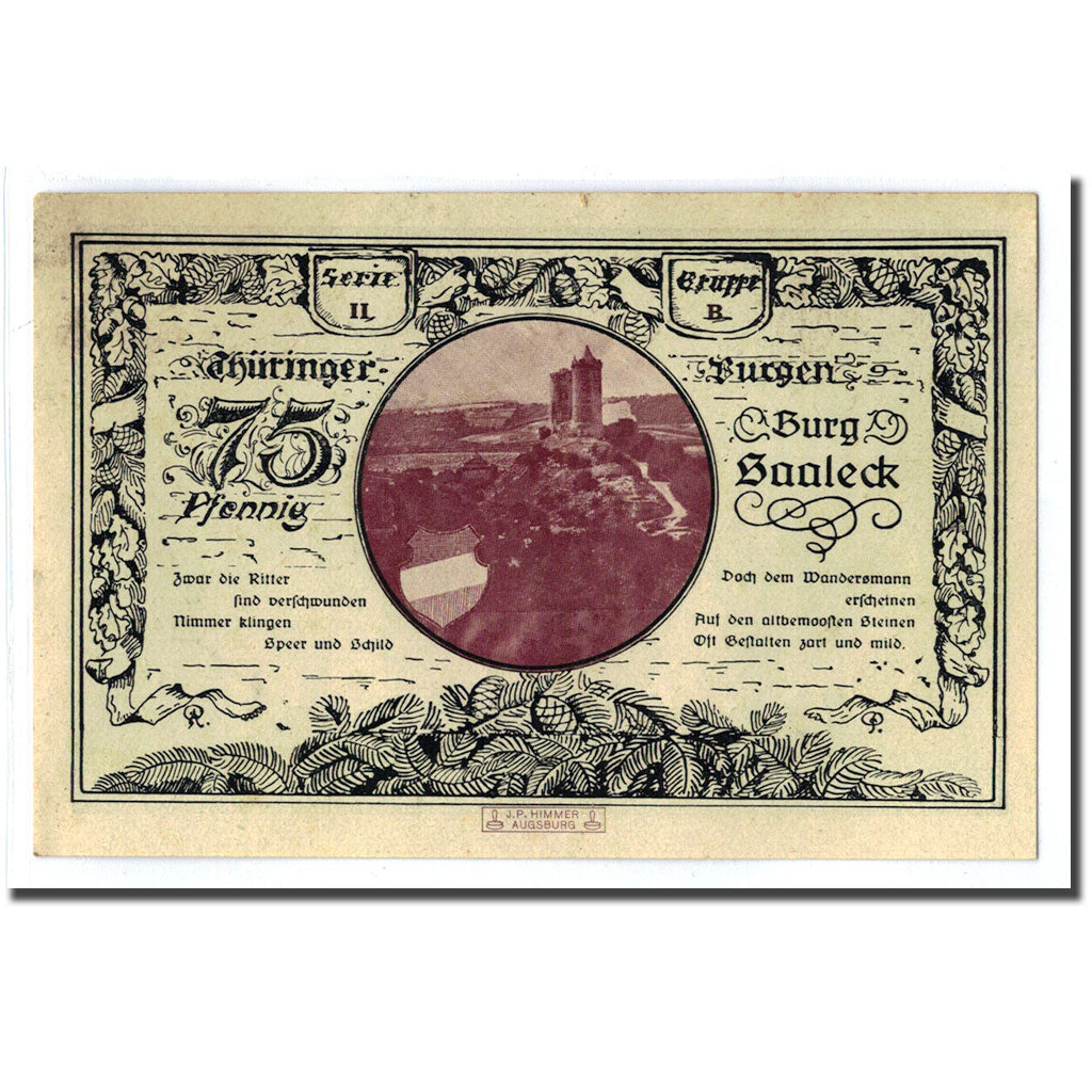 Biljet, Duitsland, Kahla, 75 Pfennig, chateau 4, 1921, 1921-06-15, SPL