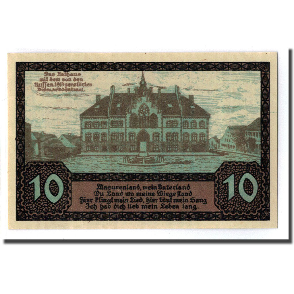 Biljet, Duitsland, Johannisburg, 10 Pfennig, batiment 1, 1920, 1920-10-01, SPL