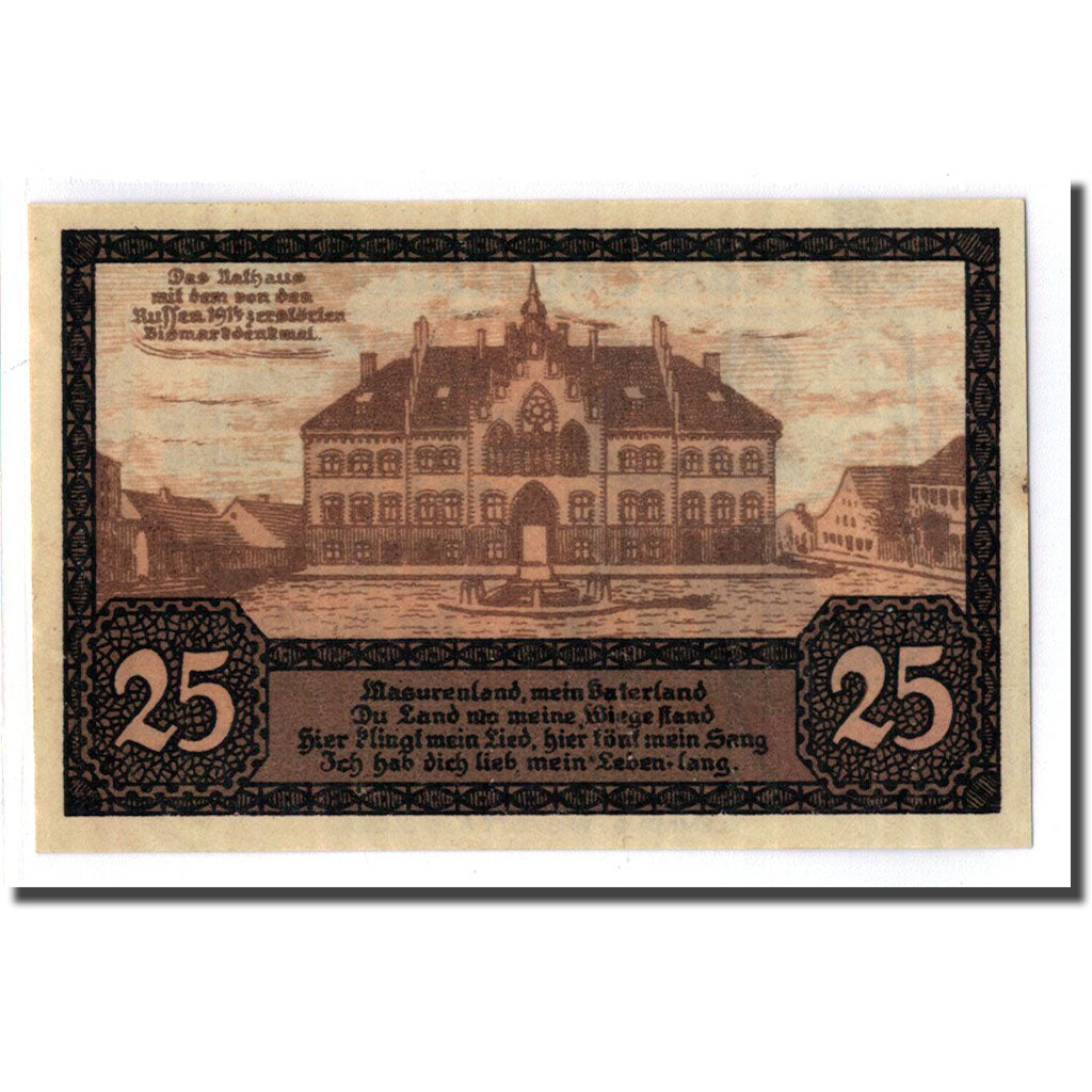 Biljet, Duitsland, Johannisburg, 25 Pfennig, batiment 2, 1920, 1920-10-01, SPL