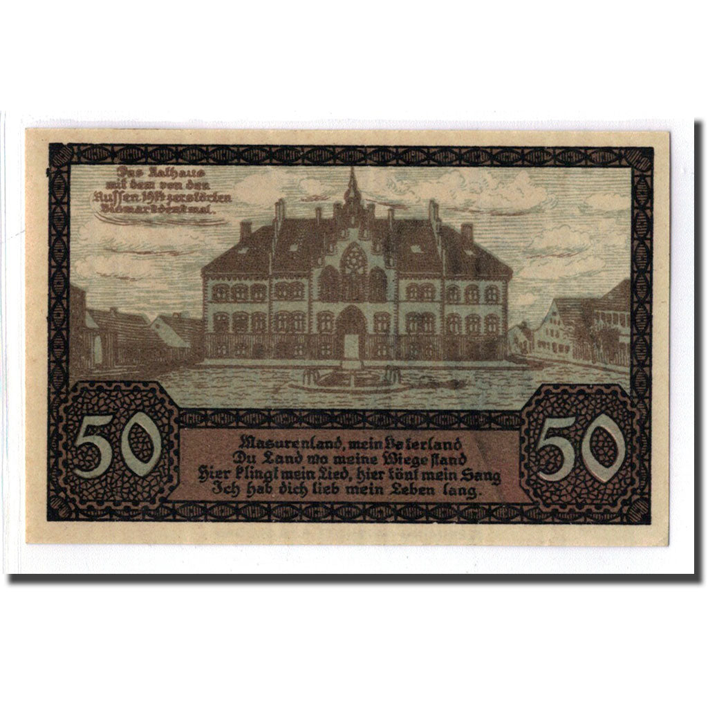 Banconote, Germania, Johannisburg, 50 Pfennig, batiment 3, 1920, 1920-10-01