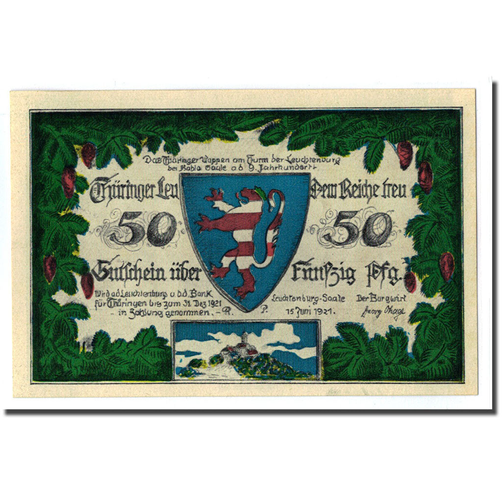 Billete, Alemania, Kahla, 50 Pfennig, chateau 2, 1921, 1921-06-15, SC