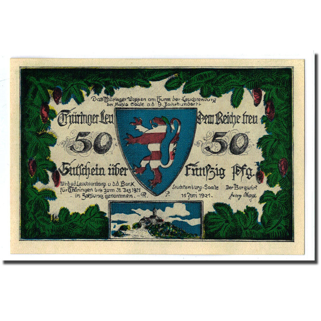 Biljet, Duitsland, Kahla, 50 Pfennig, chateau 4, 1921, 1921-06-15, SPL