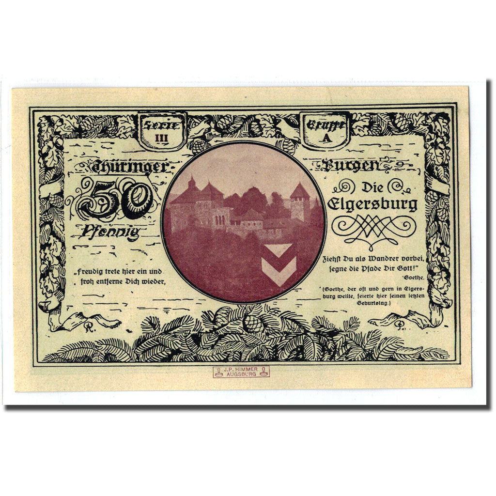 Banconote, Germania, Kahla, 50 Pfennig, chateau 5, 1921, 1921-06-15, SPL