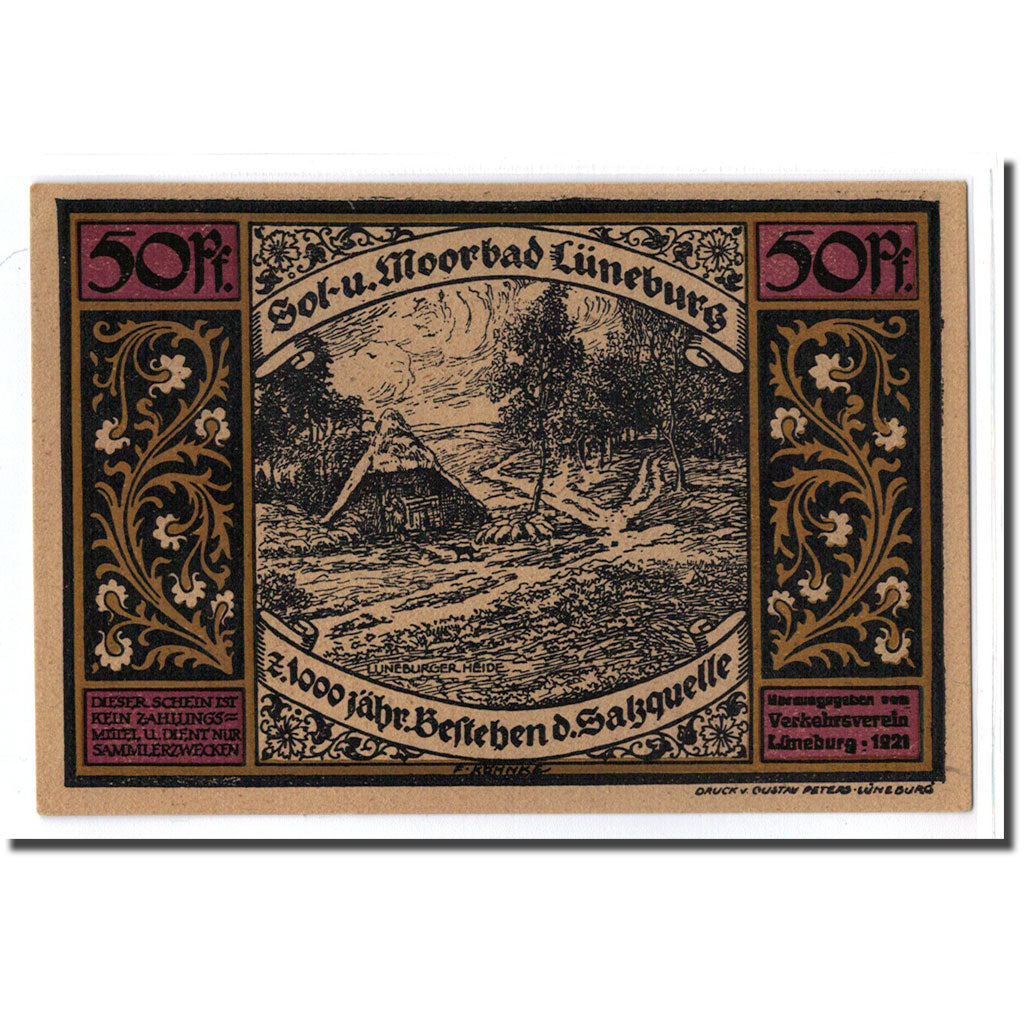 Billete, Alemania, Luneburg Stadt, 50 Pfennig, personnage, 1921, SC, Mehl:840.2