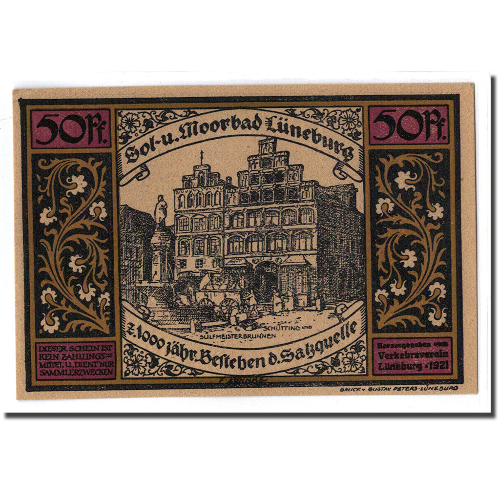 Banknote, Germany, Luneburg Stadt, 50 Pfennig, personnage 2, 1921, UNC(63)