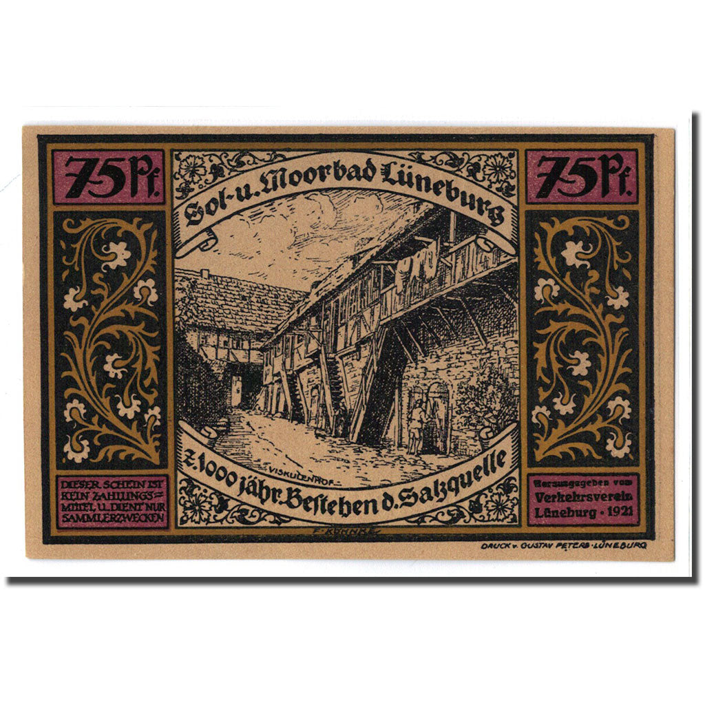 Billet, Allemagne, Luneburg Stadt, 75 Pfennig, personnage 2, 1921, SPL