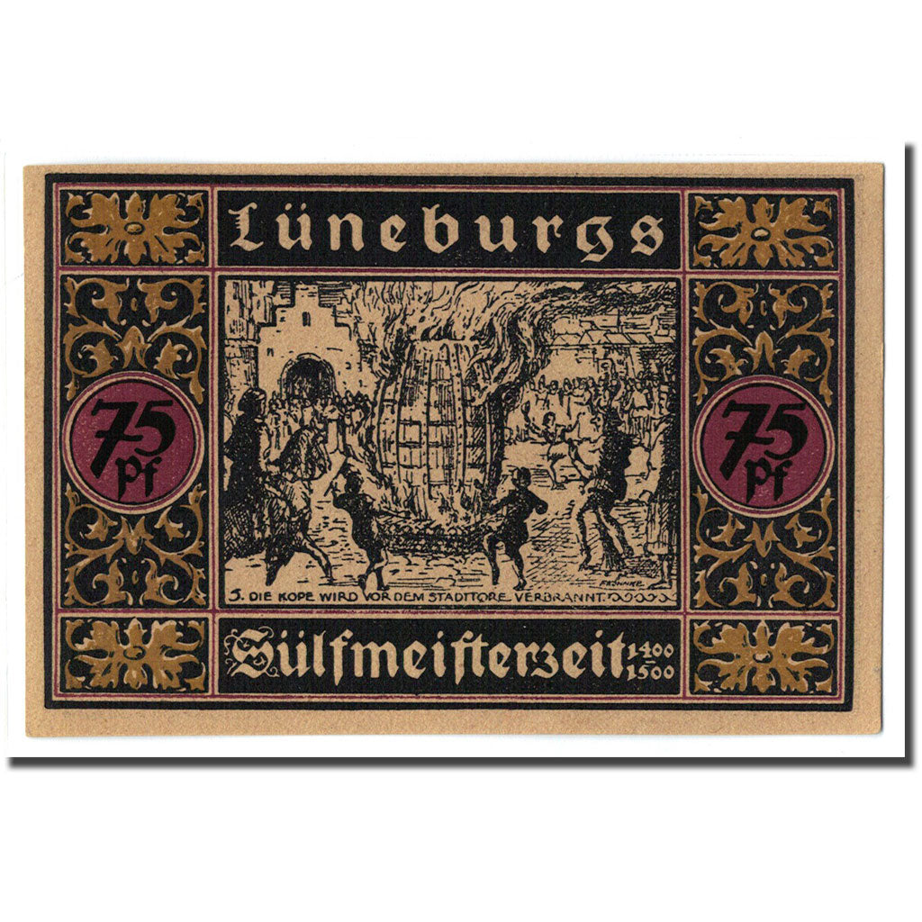 Billet, Allemagne, Luneburg Stadt, 75 Pfennig, personnage 2, 1921, SPL
