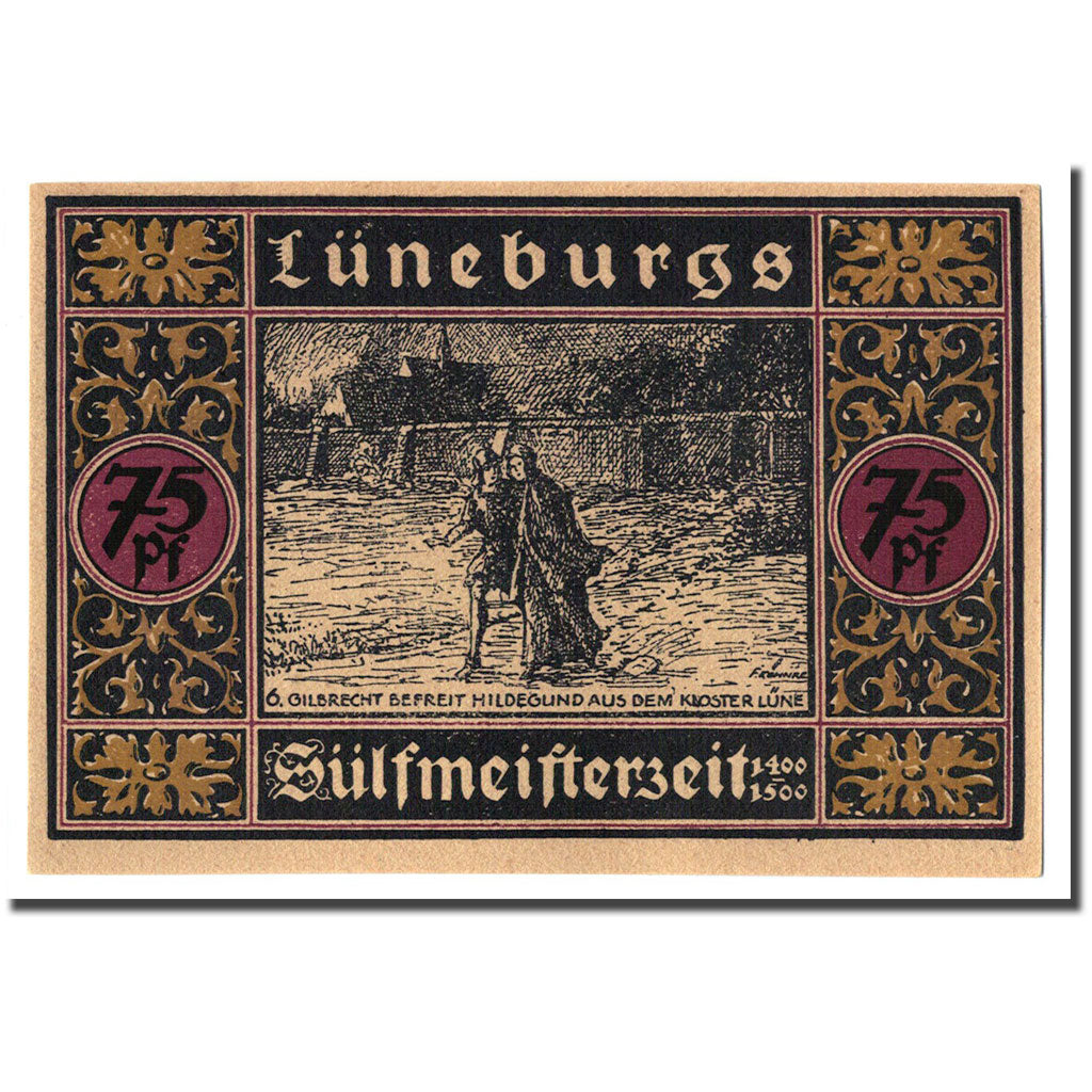 Billete, Alemania, Luneburg Stadt, 75 Pfennig, personnage 3, 1921, SC