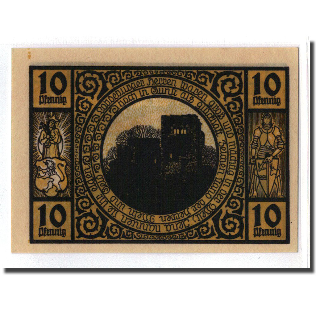Banconote, Germania, Lobeda Stadt, 10 Pfennig, personnage 1, 1921, SPL