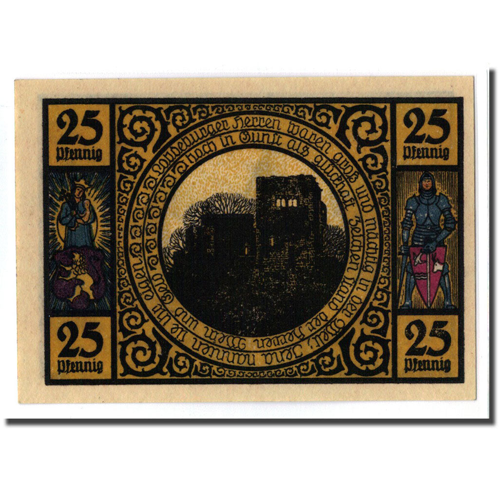 Billete, Alemania, Lobeda Stadt, 25 Pfennig, paysage 1, 1921, SC, Mehl:808.1