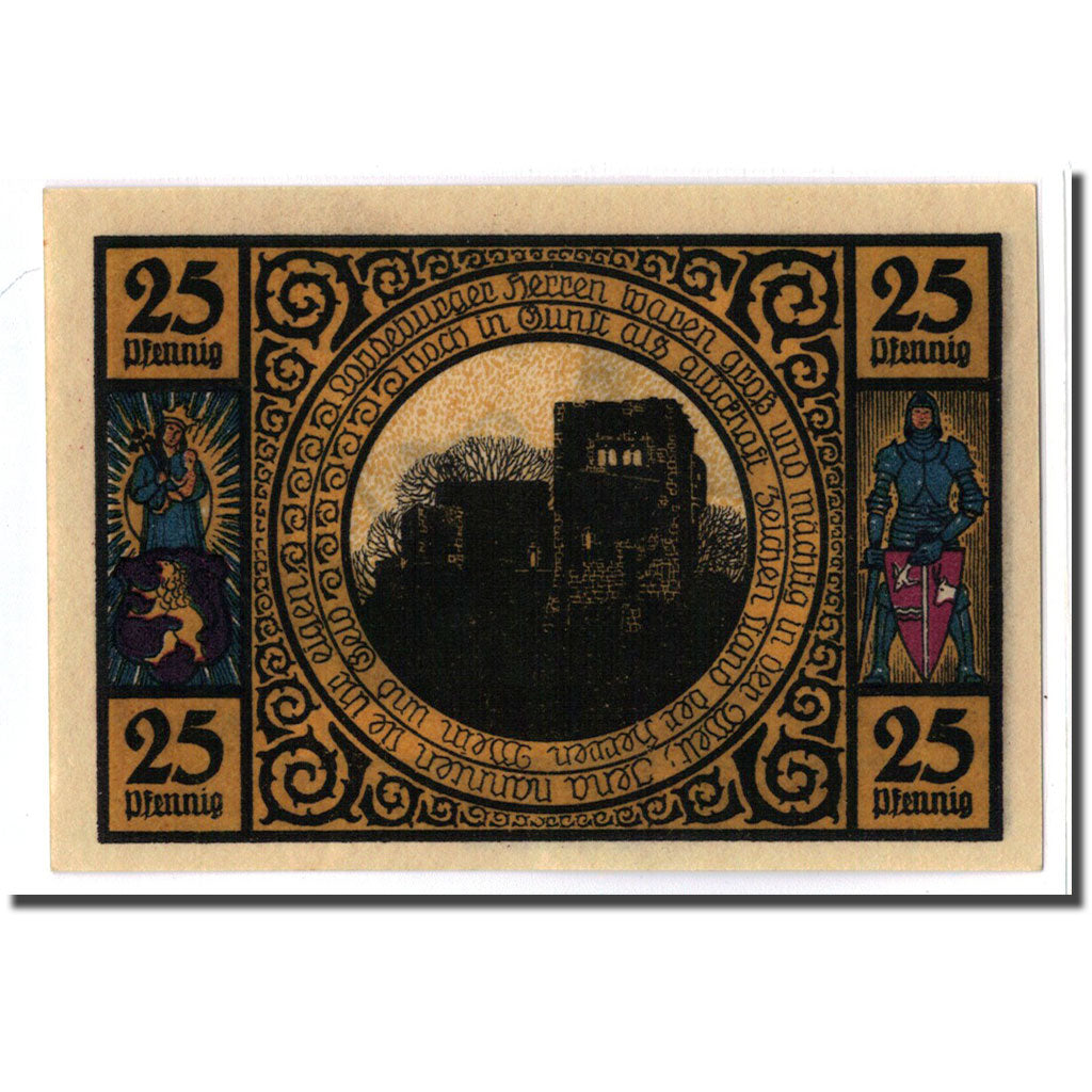 Billete, Alemania, Lobeda Stadt, 25 Pfennig, paysage 2, 1921, SC, Mehl:808.1