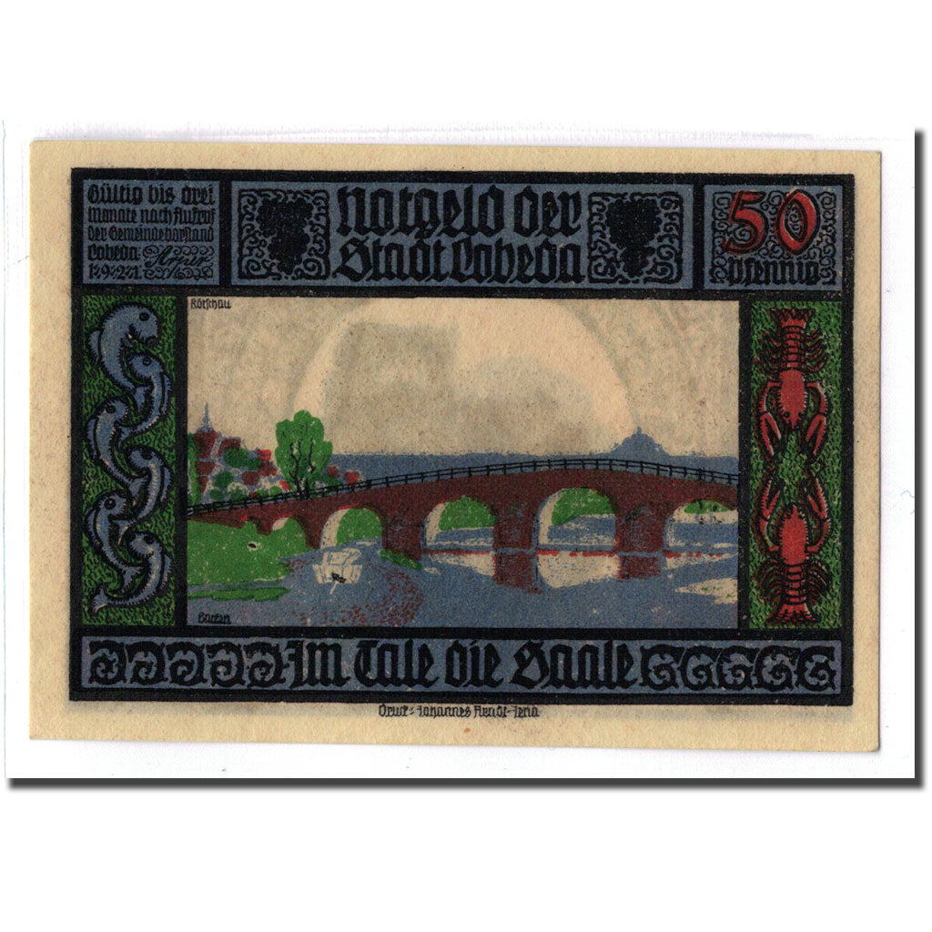 Banknot, Niemcy, Lobeda Stadt, 50 Pfennig, paysage 3, 1921, Undated, UNC(63)