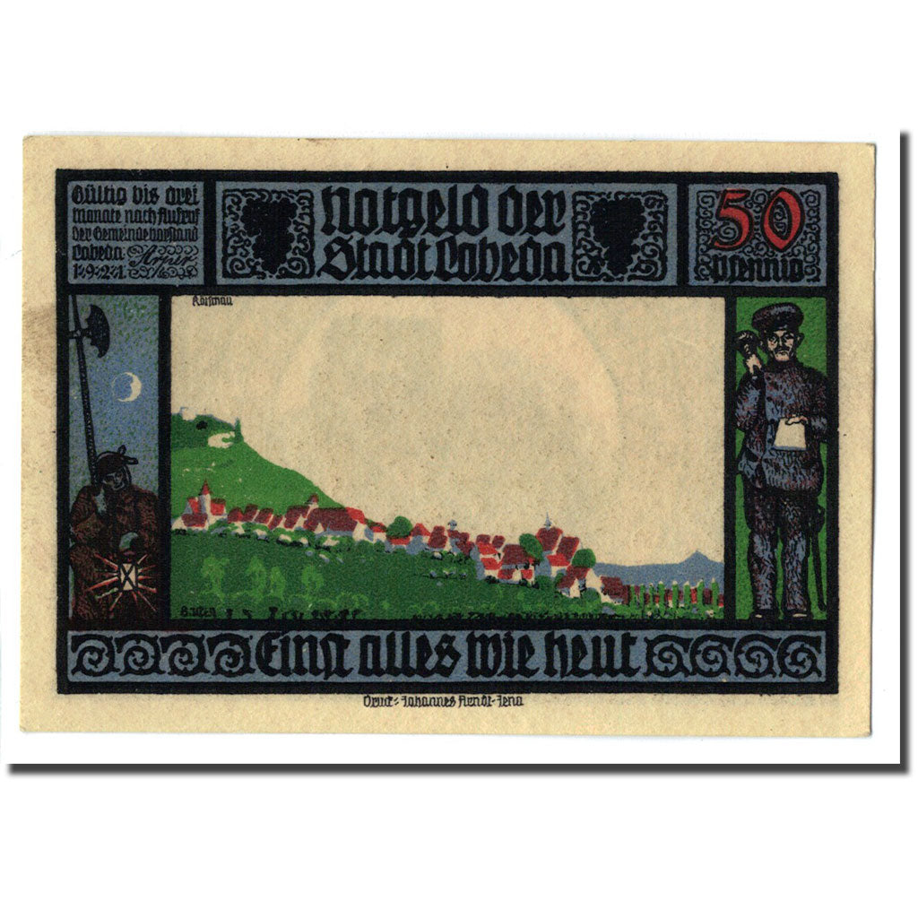 Geldschein, Deutschland, Lobeda Stadt, 50 Pfennig, paysage 4, 1921, UNZ-