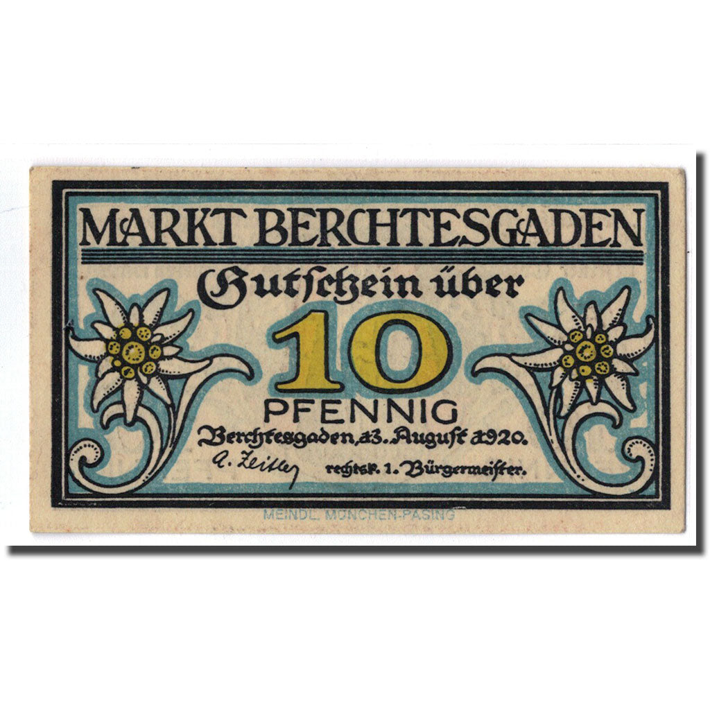 Banknote, Germany, Berchtesgaden, 10 Pfennig, personnage, 1920, 1920-08-13