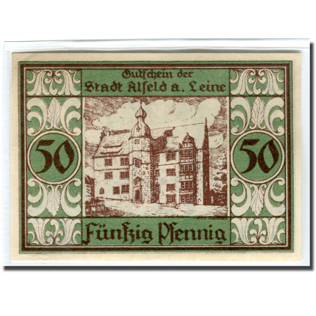 Banconote, Germania, Alfeld, 50 Pfennig, batiment 1, 1921, 1921-07-01, SPL