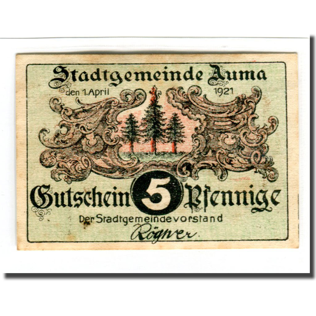 Banconote, Germania, Auma, 5 Pfennig, paysage, 1921, 1921-04-01, SPL-, Mehl:55.1