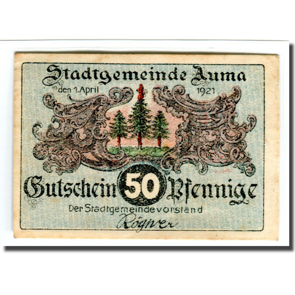 Banconote, Germania, Auma, 50 Pfennig, paysage 1, 1921, 1921-04-01, SPL-