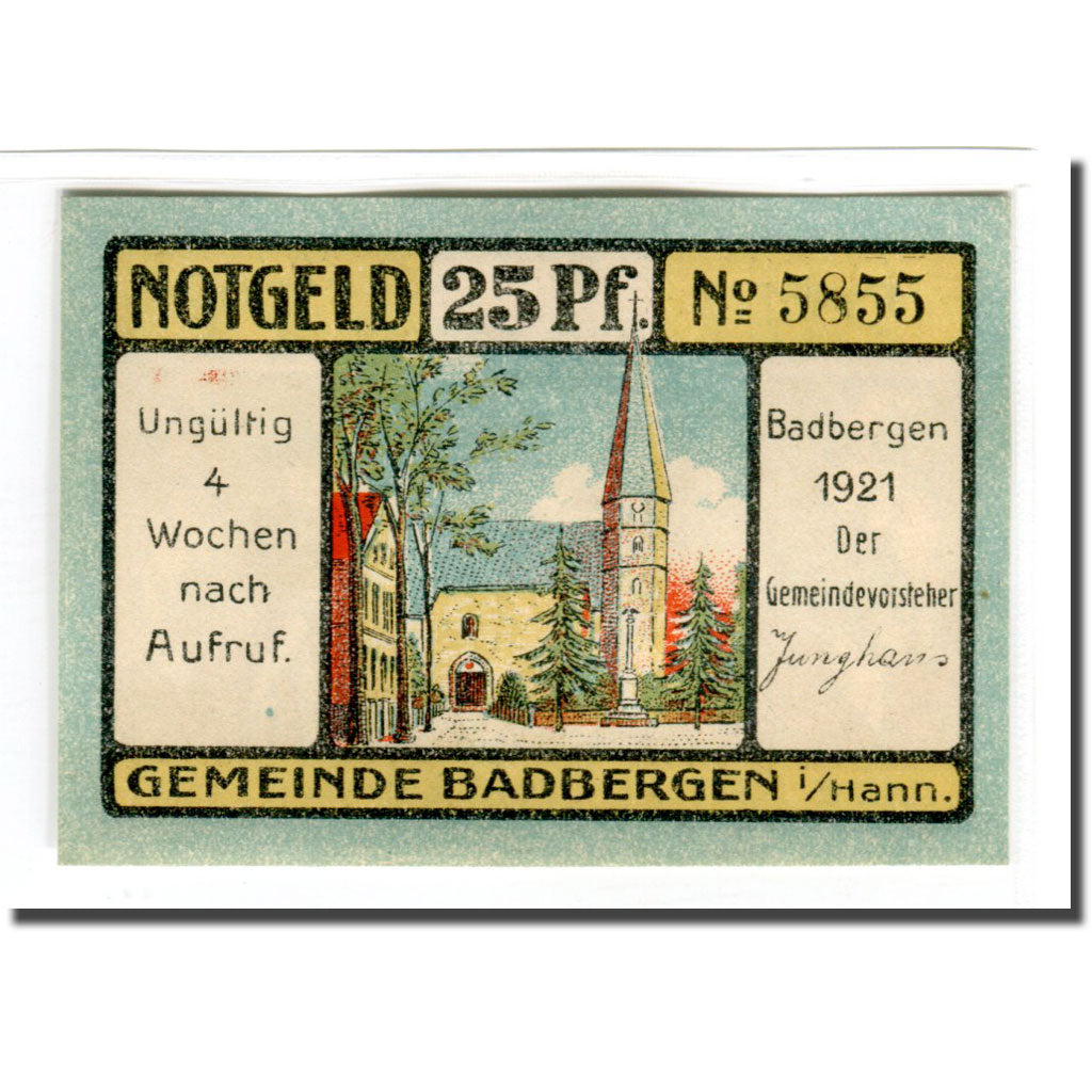 Geldschein, Deutschland, Badbergen, 25 Pfennig, personnage, 1921, UNZ-