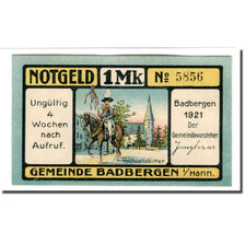 Banknote, Germany, Badbergen, 1 Mark, personnage 2, 1921, UNC(63), Mehl:58.1