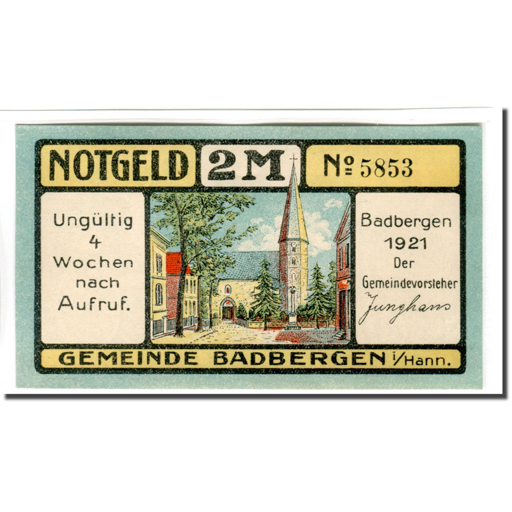 Banconote, Germania, Badbergen, 2 Mark, personnage 3, 1921, SPL, Mehl:58.1