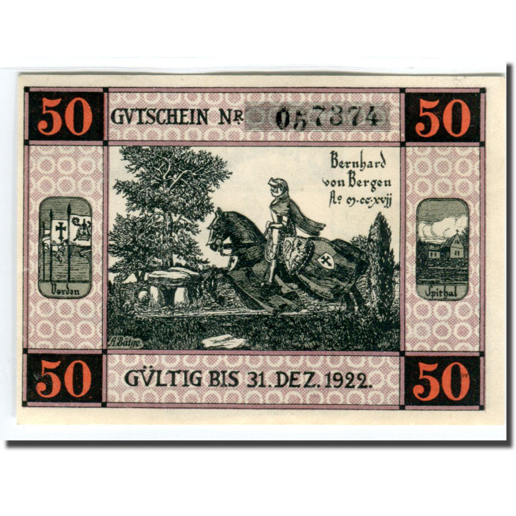 Banknote, Germany, Bergen a.d Dumme, 50 Pfennig, texte 1, 1922, 1922-12-31