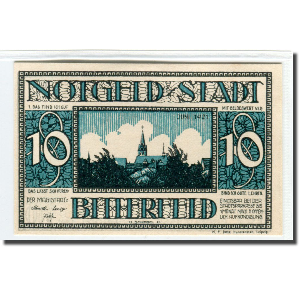 Geldschein, Deutschland, Bitterfeld Stadt, 10 Pfennig, Batiment 4, 1921, UNZ-