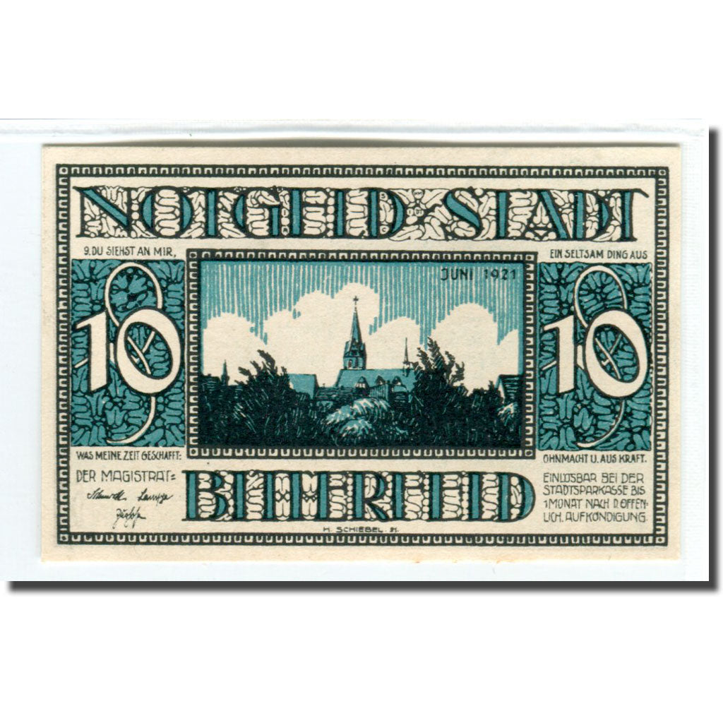 Banknote, Germany, Bitterfeld Stadt, 10 Pfennig, Batiment 8, 1921, UNC(63)